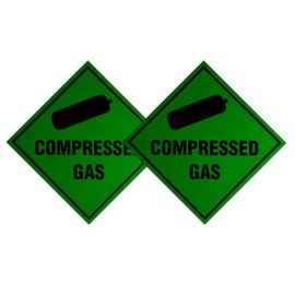 Tek Automotive Compressed Gas Sticker Twin Pack 10x10cm – Durable Gloss Permanent Vinyl Warning Sign for Compressed Gas Cylinders – Ideal for Cars, Taxis, Vans, Lorries & More – Indoor/Outdoor Use