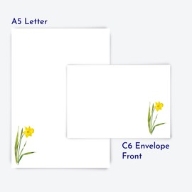 Me Loovely Yellow Daffodil Letter Writing Paper and Envelopes Sets A5 Size Letters Papers Stationery Supplies | Christmas Gifts (Multipack of 10 with Gift Envelope)