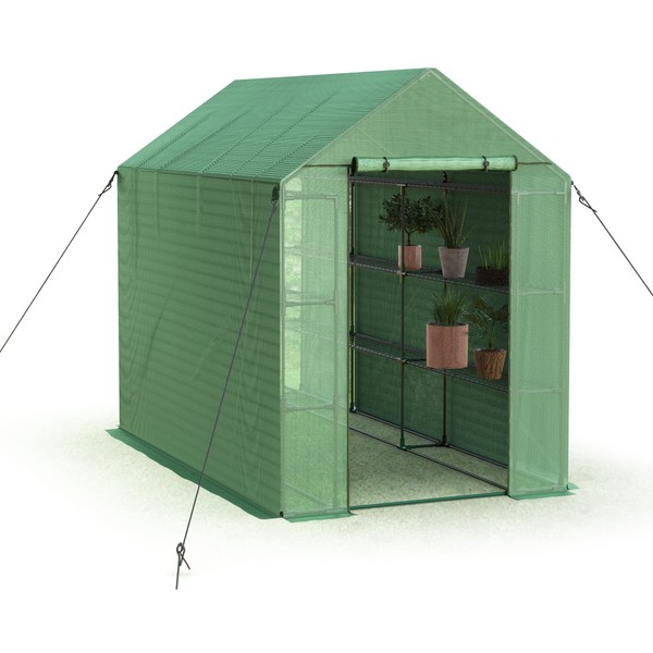 Sundale Outdoor Green House Kits to Build for Outside Winter,97 x 56 x 77 Inch Walk in Pop Up Greenhouses with Shelves,Indoor Outdoor Portable Zipper Greenhouse Tall with Roll Up Doors & Cover