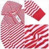 MISSKY Women Casual Long Sleeve Solid Color Pullover Hooded Dress,Red&White