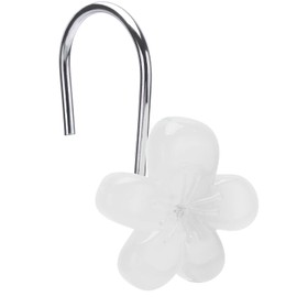 Lindo gancho para cortina de ducha de flores, brilla en la oscuridad, bonito diseño floral elegante decoración de baño de primavera, color blanco