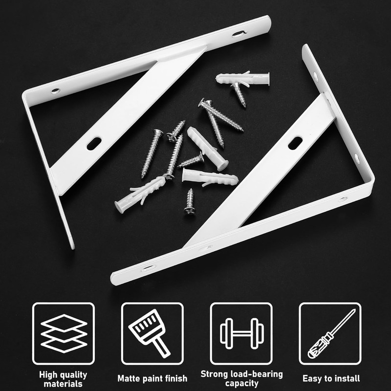 Pack of 8 Shelf Brackets, 90 Degree Shelf Brackets, Metal