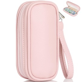 Teircno Tampon Holder for Purse, Portable Tampon Bag with Handle,Travel Pads Tampons Pouch, Pu Leather Small Tampon Organizer Case for Feminine Products, Waterproof Period Bags for Women Girls