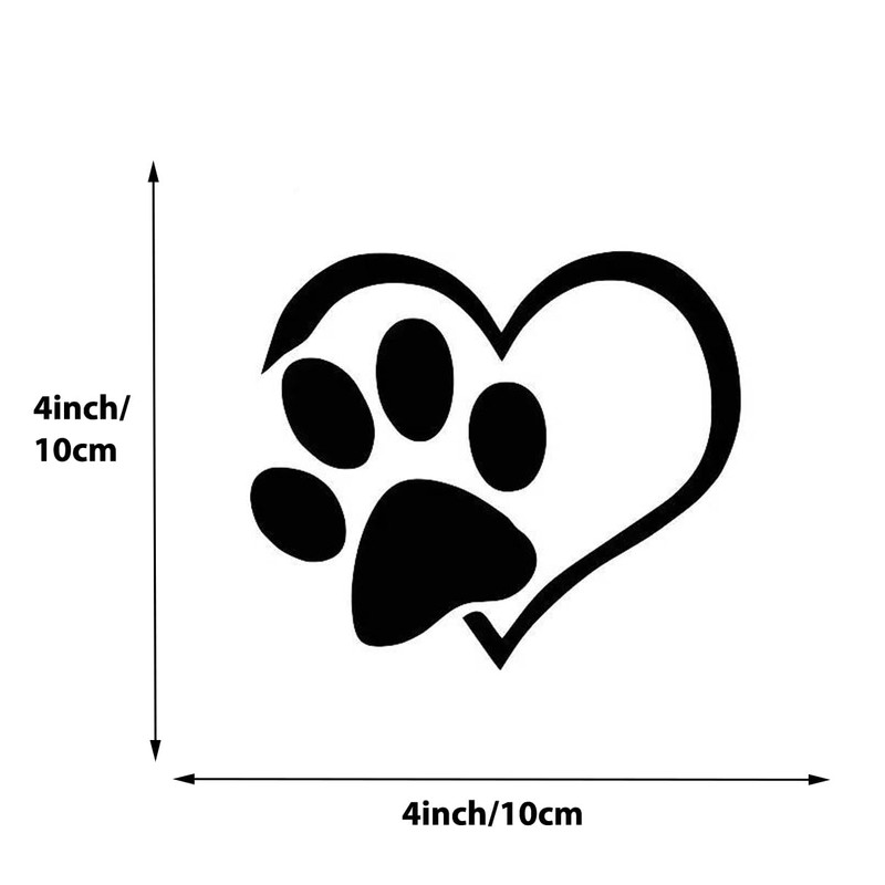 Dog Paw Print with Heart Decal Vinyl Sticker Funny Sticker