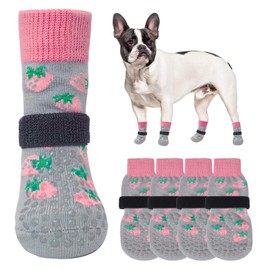 SCENEREAL Double Side Anti-Slip Dog Socks for Hardwood Floors to Stop Licking Paws, Non-Slip Dog Shoes for Hot/Cold Pavement, Slipping, Paw Protectors with Grippers
