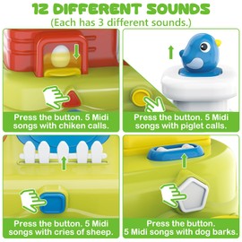 Vunrahsg Interactive Pop Farm Animal Up Toys with Music Sounds Montessori Cause and Effect for 1-3 Baby Boy Girl Early Educational Musical Baby Infant STEM Gift 9-12-18 Months Babies Birthday