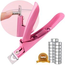 Light Pink Premium Nail Clippers with Magnets Sizers for Acrylic Nails, Artificial Fake Nail False Nail Tip Cutter Trimmer Manicure Pedicure Sharp Blade Clip Tool for Salon Home Art Beauty
