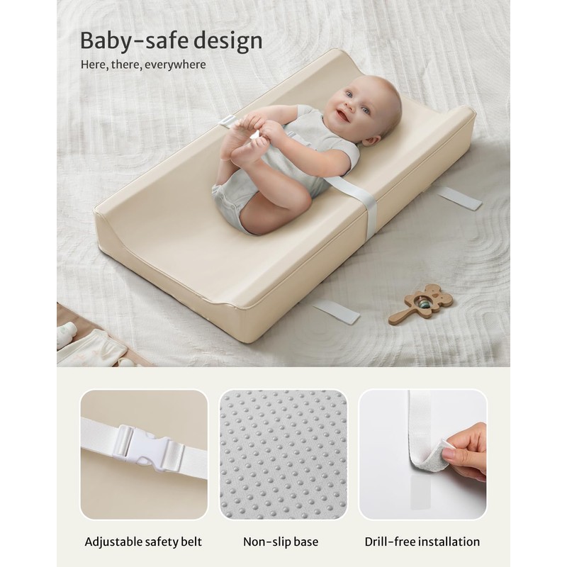 Blissful Diary Vegan Leather Baby Changing Pad with Waterproof &