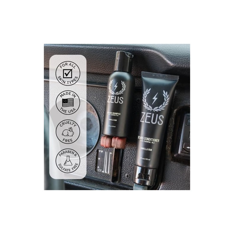 ZEUS Travel Beard Shampoo and Conditioner Set for Men, Verbena