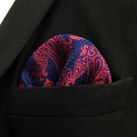 shlax&wing Men's Pocket Square 12.6 inches Blue Maroon Hanky - Purple - L