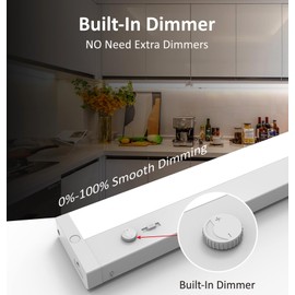 Leetdud LED Under Cabinet Lighting with Dimmer Hardwired or Plug in, 18 Inch Dimmable, 5 Color 2700K/3000K/3500K/4000K/5000K, Linkable, ETL Listed Kitchen Light Fixture for Counter,Sink,Closet,White