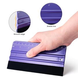 NEWISHTOOL 2 PCS Felt Squeegee for Vinyl Wrapping and Measuring with Different Length, Purple Ruler Scraper Carbon Fiber Car Wrap Application Window Tint PPF Installation Wallpaper Smoothing Tools