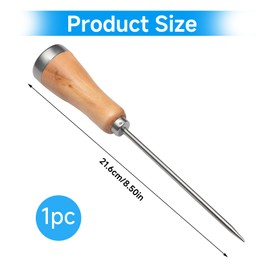 Bradawl Tool with Wooden Handle 8.5" Stainless Steel Bradle Tools for Ice Sculpting, Heavy Duty Sewing Awl Tool for Wood Leather, Fabric & Crafts DIY Sewing Leatherwork