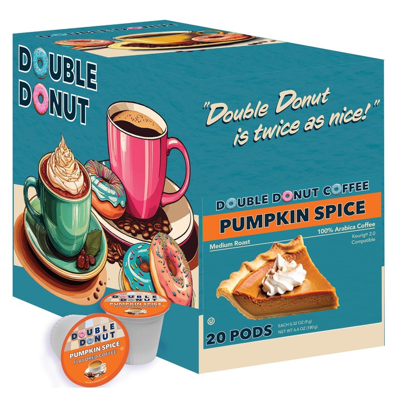 Double Donut Pumpkin Spice Flavored Coffee Pods, Medium Roast Coffee,
