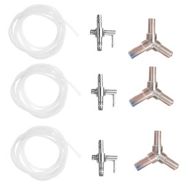 Kisangel 9pcs Stainless Steel Oxygen Pump Connectors for Fish - Crystal Three- and Hoses Aquarium Air Pump Accessories
