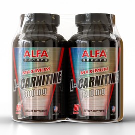 ALFA VITAMINS Maximum L-Carnitine 800 mg – Energy & Fitness Support Supplement – 60 Capsules 2 Pack