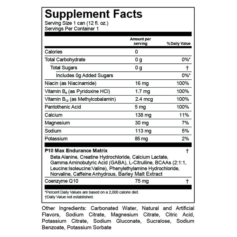 P10 Performance Max Endurance Sugar-Free Drink - Blue Raspberry (12