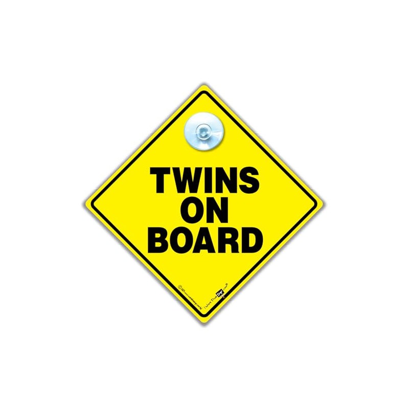 Twins on Board Sign, 14cm x 14cm, Baby on Board