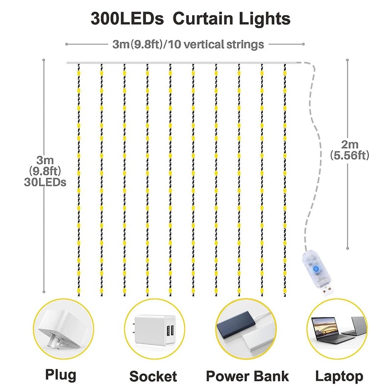 Yizhet USB Light Curtain Indoor 3 x 3 m 【Updated