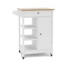 ROCKRAIN White Kitchen Island Cart: Modern Rolling Trolley with Adjustable