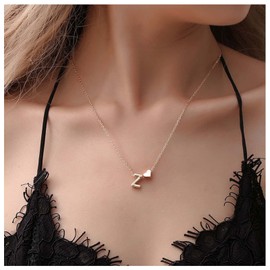 Cimenexe Bohemian Initial Letter Heart Necklace Gold Initial Letter Pendant Necklace Alphabet Z Choker Necklace Heart Choker Necklace Jewellery for Women and Girls Gifts