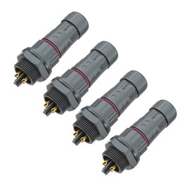 AOHUA IP68 Waterproof Connector (4-Pack), M20 2-Pin Industrial/Aviation Connector, (300V/15A) Female Plug & Rear Male Panel Mount for Outdoor Electrical Wire Range Ø5.0-9.5mm, CE, UL, TUV, ROHS
