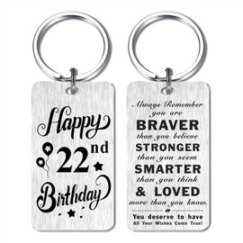 HYHYDHP 22nd Birthday Gifts for Women Men - Happy 22 Year Old Birthday Keychain for Her Him