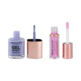 Profusion Cosmetics Frosted Snow Sparkle Nail Polish and Lip Gloss Set, Vegan and Cruelty Free Duo for Natural Glow, Long Wearing and Glamorous Touch for Dazzling Holiday Look