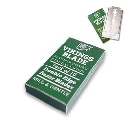 Double Edge Safety Razor Blades, Swedish Steel, 10 Count, by VIKINGS BLADE, Platinum Coated Replacement Razor Blade & Refills, Eco Friendly, Smooth, Close, Clean Shaving Blades, Mild & Gentle on Skin