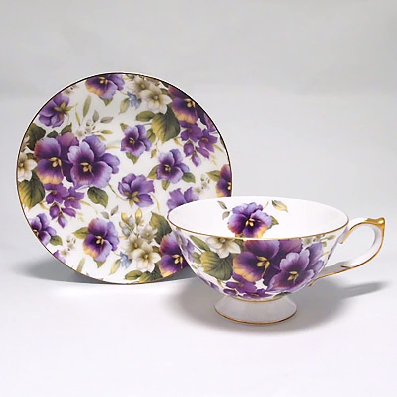 Ainsley STCL00001C Wild Pansy Tea Cup & Saucer, Approx. 7.8