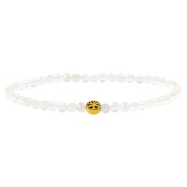 LAKADA Genuine Gemstone Bracelet with Faceted 4 mm Beads and Stainless Steel Tree of Life Healing Stone Protective Stone Bracelet Lucky Charm Talisman Gift, Gemstone, Faceted gemstone