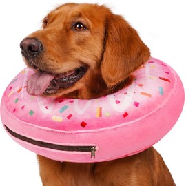 Didopet Inflatable Dog Pillow Cone Collar After Surgery, Donut Soft Neck Cone for Golden Retriever & German Shepherd Extra Large Dogs, etc, Dog Cone Alternative to Stop Licking Recovery E Collar Pink