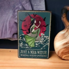 Mermaid Metal Sign Just A Mer Witch Making Sea Potions Home Decor 8 x 12 inches