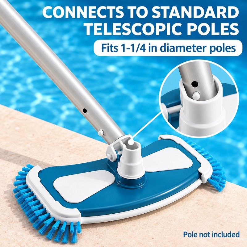 Pool Vacuum Head with Side Brushes, Plastic Swimming Pool Floor
