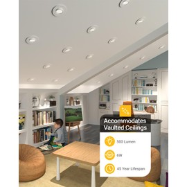 Sunco 6 Pack Adjustable Recessed Lighting 3 Inch LED, Angled Directional Eyeball Canless Gimbal, 500 LM, Selectable CCT 2700K/3000K/4000K/5000K/6000K, Dimmable, 6W, with Junction Box ETL