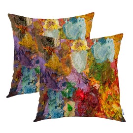 Batmerry Multicolor Abstract Decorative Pillow Covers 18x18 Inch Set of 2, Artist Multicolor Oil Abstract Art Double Sided Square Throw Pillow Covers Sofa Decorative Pillowcase Cushion