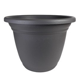 The HC Companies 22 Inch Mojave Round Planter - Large Premium Decorative Plastic Plant Pot with Stone-Look for Indoor Outdoor Use, Warm Gray