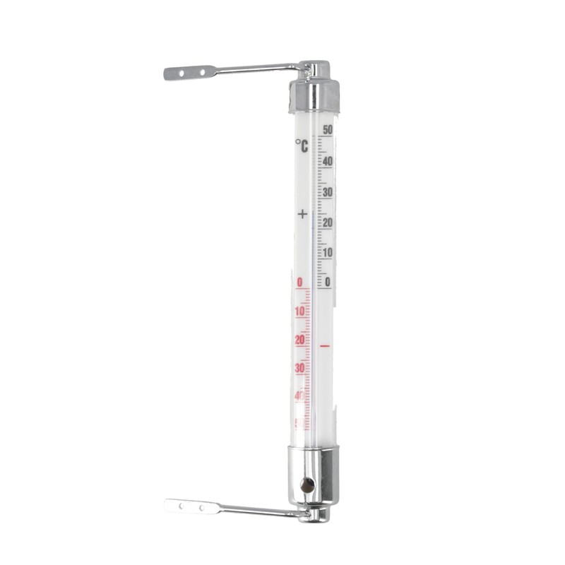 Lantelme Wiener Window Thermometer, Glass, Chrome-Plated Metal, Long 20 cm