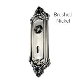 Beautiful door trim escutcheon plate with hub and keyhole Brushed Nickel Finish