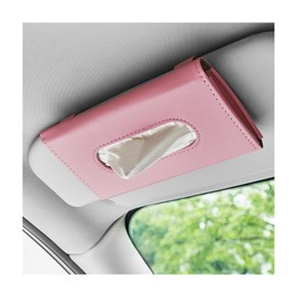 Ohleats Car Tissue Holder, Leather Sun Visor Napkin Holder, Auto Backseat Tissue Mask Case Dispenser for Most Vehicles, Universal Interior Car Accessories Hanging Tissues (Pink)