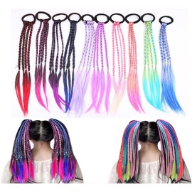 LeTradeJP 10個セット ヘアエクステ ウィッグ エクステンション 可愛い カラフル グラデーション 四つ編み 編み込み ウィッグ エクステ 子供 大人 女性 男性 ポニーテール 発表会 パーティー 舞台用 派手髪 簡単装着