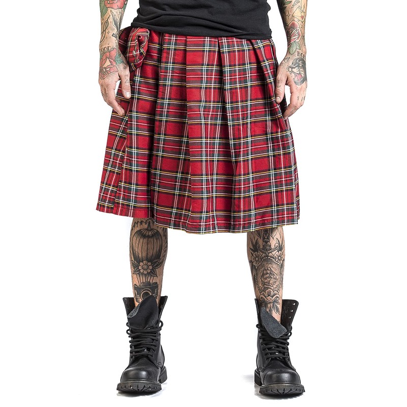 Banned Alternative Fear is Over Kilt Men's Mid-Length Skirt, Red,