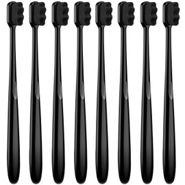 Patelai Patelai 8 Pieces Soft Toothbrush Micro Nano Extra Soft Toothbrush with 20, 000 Bristles for Teeth Oral Gum Adults(Black with Black Bristle)