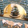 Christmas Wooden Scene 3D Model Illuminated Houses Fir and Snowfall