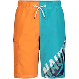 Nautica Boys' Swim Trunk with UPF 50+ Sun Protection, Tailwinds Scuba Blue, 8