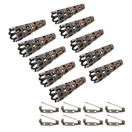 PATIKIL 23mm Corsage Decorative Holder, 10 Pcs Brooch Pin Vase Pocket Boutonnieres Holder with Bar Pins for Wedding Party DIY Crafts, Copper