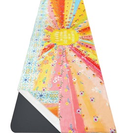 Sunshine Yoga Mat Towel - Microfiber Towel with Corner Pockets, Non Slip, Moisture Wicking, Absorbent, Perfect for Hot Yoga, Bikram, Pilates & Fitness, Easy for Travel