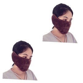 NOLITOY 2pcs Unisex Mouth Muffle Warm Dust Earmuffs for Outdoor Activities Breathable Half Mask Windproof and Comfortable Design Coffee