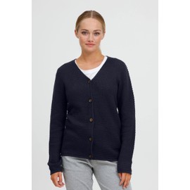 OXMO OXHelga Women's Fine Knit Cardigan Made of 100% Cotton, Total Eclipse (194010)