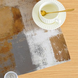 Tablecloth 100 x 100 cm Brown Modern Middle Runner Art Painting Tablecloths Short Linen Table Decoration Washable Decoration Aesthetic Tablecloth for Autumn Party Weddings Holidays Birthday